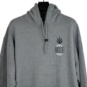 NWOT NIKKIB Social Media Star Merch Women's Grey Pineapple Graphic Logo Hoodie L